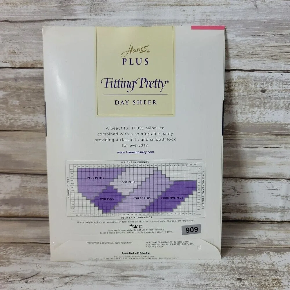 Hanes Fitting Pretty Pantyhose Womens Two Plus Barely Black Day Sheer 00P24
